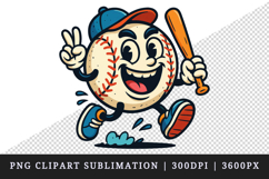 Cute baseball ball clipart printable sublimation design png Product Image 1