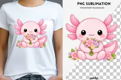 Pastel kawaii axolotl png design for T-shirts Product Image 1