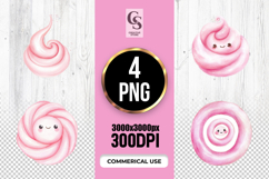 Cute Pink Watercolor Swirl Clipart Sublimation PNG Product Image 1