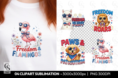 Freedom &amp; Flamingos Clipart Sublimation PNG Product Image 1