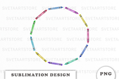 Watercolor Colorful Crayons Frame png Product Image 1