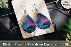 Blue Marble Teardrop Earrings, Liquid Earring Sublimation Product Image 1
