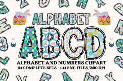 Easter Day Alphabet png clipart, easter day letters doodle Product Image 1