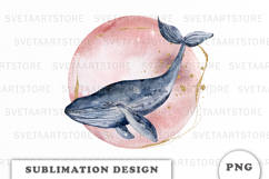 Watercolor Whale with Moon png Product Image 1