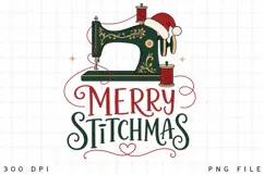 Sewing Christmas PNG, Merry Stitchmas PNG, Vintage Sewing Product Image 1