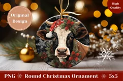 Christmas Product Tag Design, Christmas Cow Ornament Design Product Image 1