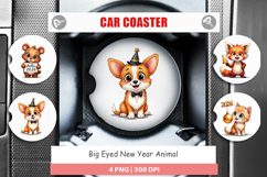 New Year's Animal Party Car Coaster Product Image 1