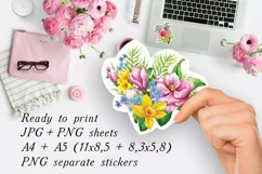 8 Flowers Bouquets Stickers|Printable cuttingl PNG Product Image 2