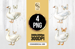 Vintage White Goose and Butterfly Clipart Sublimation PNG Product Image 1