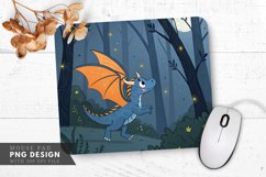 Nighttime Adventure Tiny Blue Dragon Mouse Pad PNG Design Product Image 1