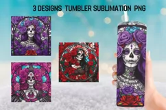Stained Glass Tumbler Sublimation Design PNG Product Image 1