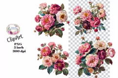 Flowers, Junk Journal, PNG, Clipart, Ephemera, Botanical Product Image 1
