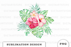 Watercolor Tropical Flowers Bouquet png Product Image 1