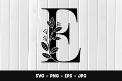 Letter E Floral SVG PNG Product Image 1