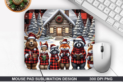 Raccoons Mouse Pad Sublimation, Christmas Mouse Pad PNG Product Image 1