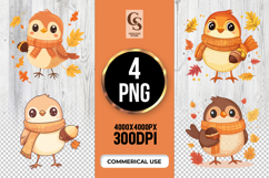 Cute Autumn Bird Clipart Sublimation PNG Product Image 1