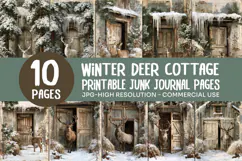 Winter Deer Cottage Junk Journal Pages Product Image 1