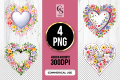 Floral Heart Frame Clipart Sublimation PNG Product Image 1