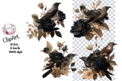 Birds, Black, Brown, Ephemera, PNG, Clipart Product Image 1