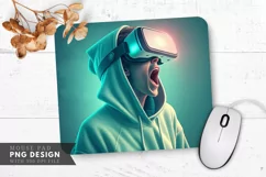 VR Wonder A Hoodie Enthusiast's Glow Mouse Pad PNG Design Product Image 1