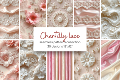 Coquette Lace Valentine Digital Paper Bundle Rococo Patterns Product Image 1