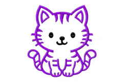 Cute Kitten Outline Embroidery Design Product Image 2