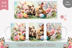 Floral Easter Mug Sublimation, Easter Bunnies Mug Wrap Product Image 1
