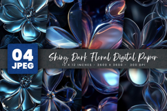 Shiny Dark Floral Digital Paper Product Image 1