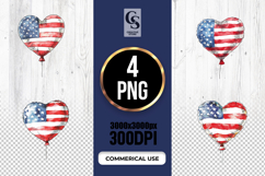 Patriotic Heart Balloon Watercolor Clipart PNG Product Image 1