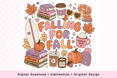 Retro Cozy Fall Clipart - Cute Pumpkin Sublimation Graphics Product Image 1