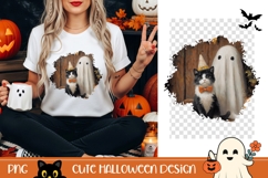 Halloween Cat PNG, Cartoon Halloween Cat T-Shirt PNG Product Image 1