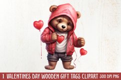 Valentines Day Bear Sublimation Clipart, Valentines Day PNG Product Image 1