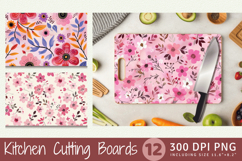Tiny Pink Boho Floral Cutting Boards sublimation Design Product Image 1