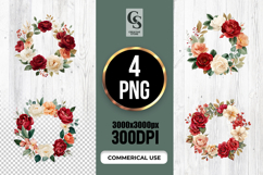 Soft Rose Floral Corner Frame Clipart Sublimation PNG Product Image 1