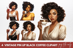 Vintage Pin Up Black Coffee Clipart Product Image 1