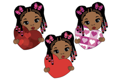 Valentine Girl Holding Red Heart Clipart Svg T-Shirt Design Product Image 1