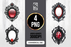 Gothic Black Frame and Red Gem Clipart Sublimation Png Product Image 1