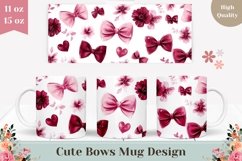 Cartoon Bows Mug Wrap Design, Love Mug Template Product Image 1