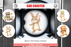 Car Coaster Retro Christmas Animals Product Image 1