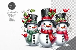 Christmas clipart, Snowman clipart, Winter sublimation Product Image 1