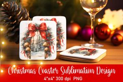 Vintage Christmas Coaster Sublimation PNG Product Image 1