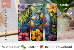 Toucans Tumbler Design, Tropical Birds Tumbler Template Product Image 1