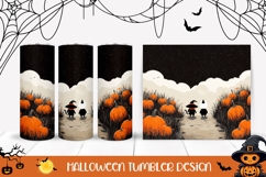 Cartoon Halloween Cats Tumbler, Halloween Pumpkins Tumbler Product Image 1