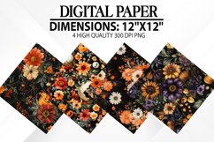 Halloween Flowers Digital Paper - Halloween Background Product Image 1