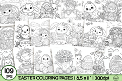 Easter coloring pages, Easter animals, Easter bundle Product Image 1