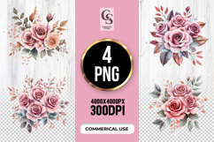 Dusty Pink Rose Floral Bouquet Clipart PNG Product Image 1