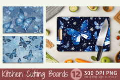 Winter Blue Butterfly Cutting Boards sublimation Design Product Image 1