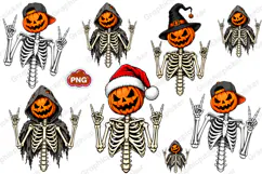 Rock on Halloween Skeleton PNG, Funny Halloween PNG Product Image 1
