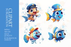 Cartoon fish clipart sublimation png Product Image 1