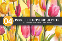 Bright Tulip Floral Digital Paper Product Image 1